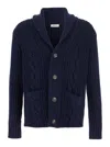 Kangra Cashmere Cardigan Bottoni Con Trecce Finezza 3gg In Blue