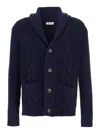 Kangra Cashmere Cardigan Bottoni Con Trecce Finezza 3gg In Blue