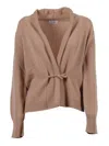 Kangra Cashmere Cardigan With Unique Tie Closure And Button Detail In Brown