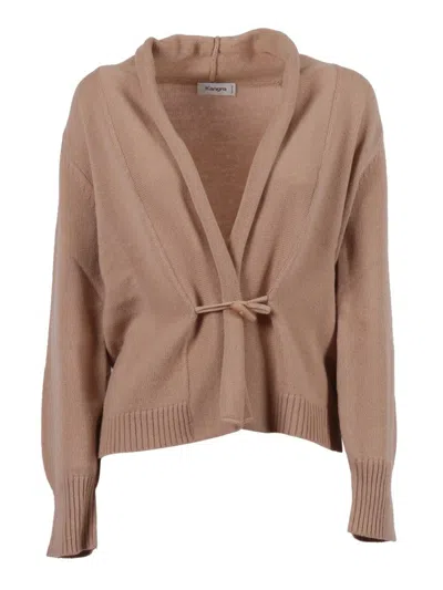 KANGRA CASHMERE CARDIGAN WITH UNIQUE TIE CLOSURE AND BUTTON DETAIL