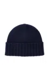 Kangra Cashmere Cashmere Ribbed Beanie In Blue