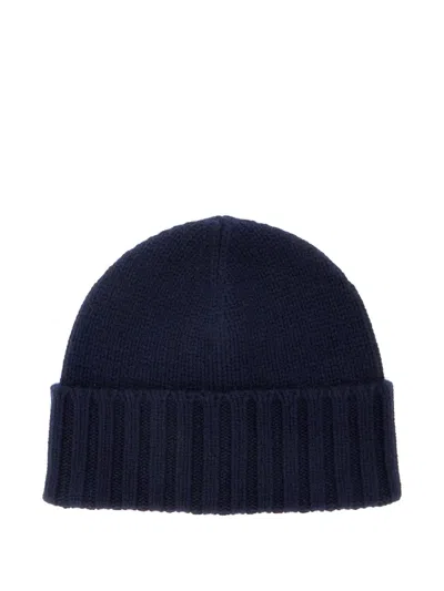 Kangra Cashmere Cashmere Ribbed Beanie In Blue