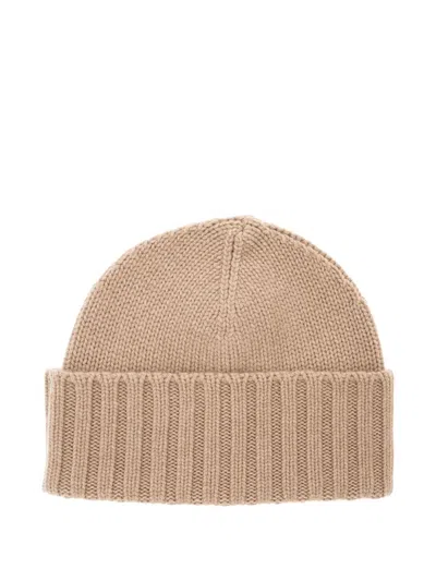 Kangra Cashmere Cashmere Ribbed Beanie In Brown