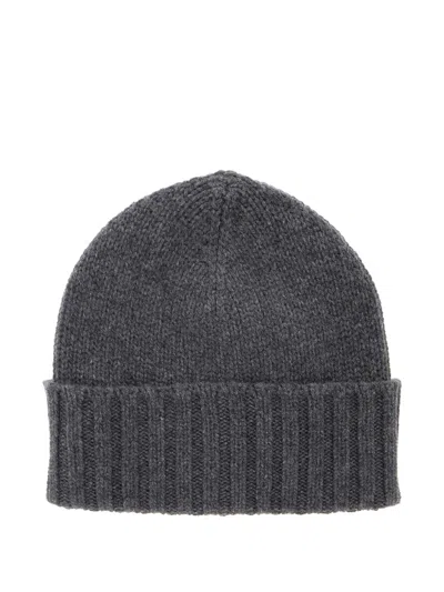 Kangra Cashmere Cashmere Ribbed Beanie In Gray