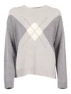 Kangra Cashmere Cashmere-wool Blend Crew Neck Sweater In Gray