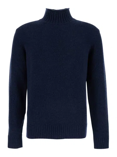 KANGRA CASHMERE BLUE TURTLE NECK SWEATER IN WOOL MAN