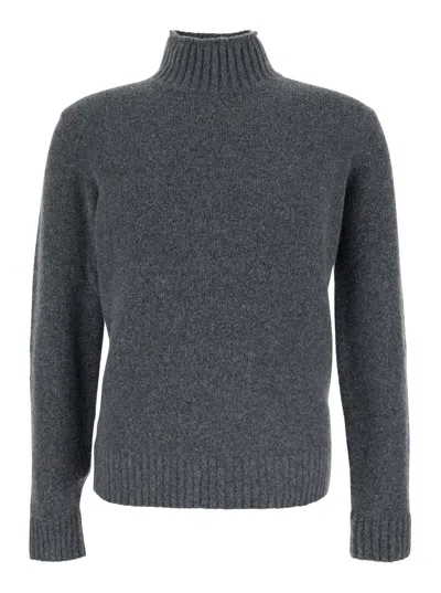 KANGRA CASHMERE GREY TURTLE NECK SWEATER IN WOOL MAN