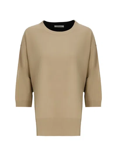 Kangra Cashmere Colour-block Three-quarter-sleeve Sweater In Brown