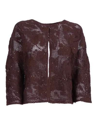 Kangra Cashmere Coreana Ricamo Cornely +paillettes In Brown