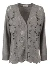 Kangra Cashmere Cornely Cardigan With Side Vents In Gray