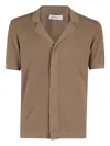 Kangra Cashmere Kangra Short-sleeved Shirt With Arabesque Textured Fabric And Notched Collar