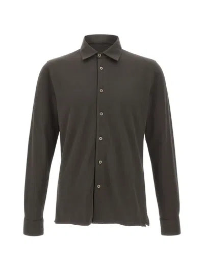 Kangra Cashmere Cotton-piqué Jersey T-shirt In Brown