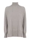 Kangra Cashmere Crater Neck Sweater With Raglan Sleeves And Vents In Gray