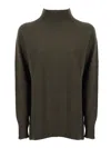 Kangra Cashmere Crater Neck Sweater With Raglan Sleeves And Vents In Green