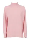 Kangra Cashmere Crater Neck Sweater With Raglan Sleeves And Vents In Pink