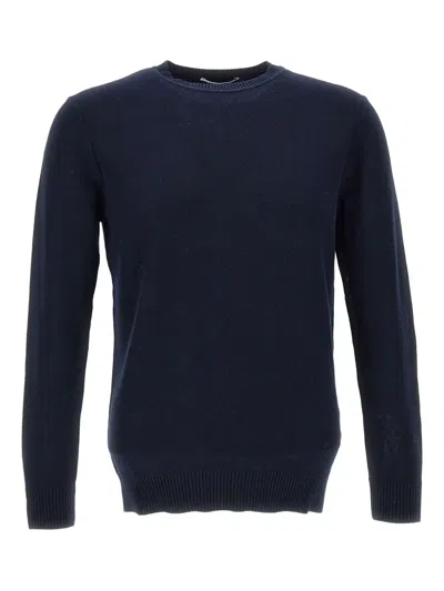Kangra Cashmere Crew-neck Cotton Sweater In Blue