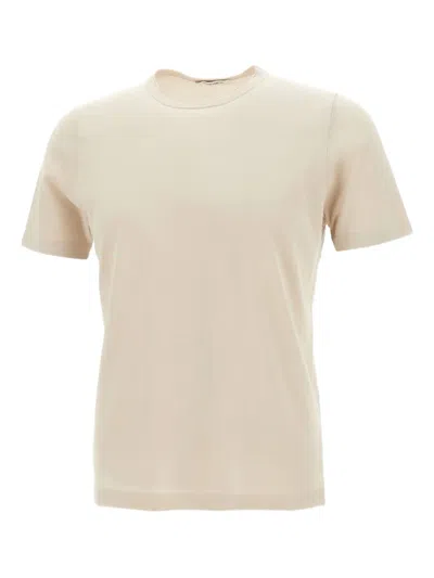 Kangra Cashmere Crew-neck Cotton T-shirt In Neutral