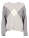 Kangra Cashmere Cashmere-wool Blend Crew Neck Sweater In Gray