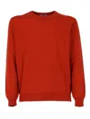 Kangra Cashmere Crew Neck Sweater With Alcantara Elbow Patches In Red