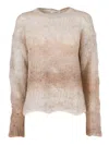 Kangra Cashmere Crew Neck Sweater With A Shadered Effect In Neutral