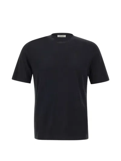 Kangra Cashmere Crew-neck Cotton T-shirt In Black