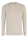 Kangra Cashmere Kangra Classic Crew Neck Sweater With Ribbed Piping In Neutral