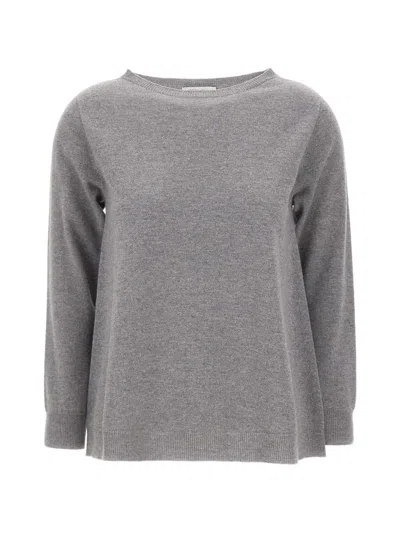 Kangra Cashmere Crew-neck Long-sleeve Sweater In Gray
