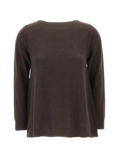 Kangra Cashmere Crew-neck Long-sleeves Sweater In Brown