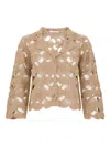 Kangra Cashmere Kangra Crochet-detail Beige Jacket With Scalloped Hem