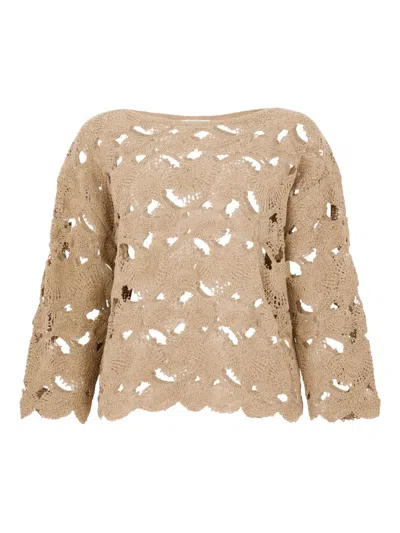 KANGRA CASHMERE CROCHET-KNIT TOP