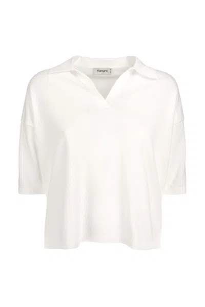 Kangra Cashmere Cropped Short-sleeved Top With Ribbed Hem In Animal Print