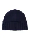 Kangra Cashmere Cashmere Ribbed Beanie In Blue