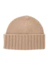 Kangra Cashmere Cashmere Ribbed Beanie In Brown
