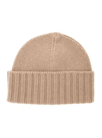 KANGRA CASHMERE BEIGE HAT WITH RIBBED DESIGN IN CASHMERE MAN