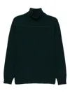 Kangra Cashmere Deep Green Turtleneck Sweater With Ribbed Textures In Green
