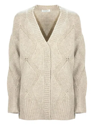 Kangra Cashmere Diamond-pattern Cardigan In Neutral