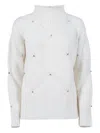 Kangra Cashmere Diamond-pattern Embellished Sweater In White