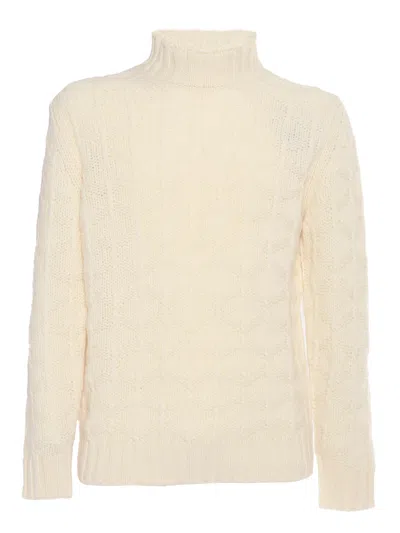 KANGRA CASHMERE DIAMOND PATTERN TURTLENECK SWEATER