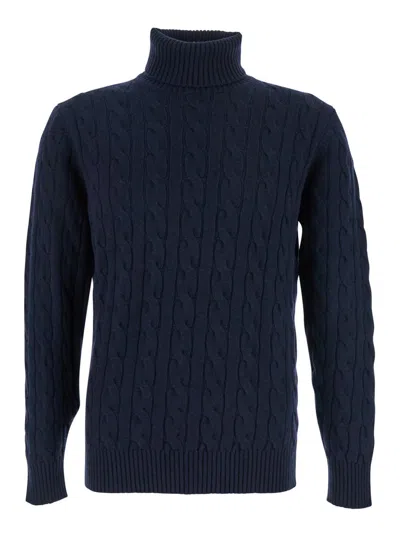 Kangra Cashmere Dolcevita Treccia Finezza 7gg In Blue