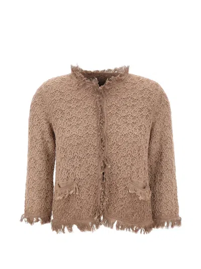 Kangra Cashmere Embroidered Fringe-trimmed Cardigan In Brown