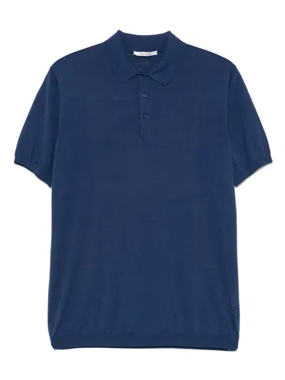 Kangra Cashmere Fine-knit Polo Shirt In Blue