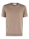 Kangra Cashmere Kangra Short-sleeved Ribbed Cotton Knit Top