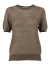 Kangra Cashmere Fine Knit Top With Distressed Edges In Green