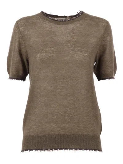 KANGRA CASHMERE FINE KNIT TOP WITH DISTRESSED EDGES