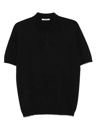 Kangra Cashmere Fine-ribbed Polo Shirt In Black