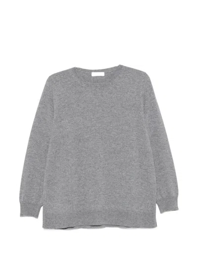 Kangra Cashmere Fine-knit Crew-neck Sweater In Gray