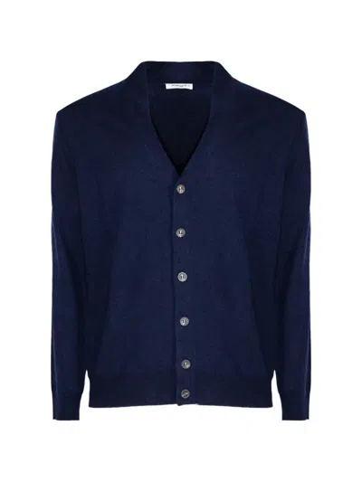 Kangra Cashmere Fine-knit V-neck Cardigan In Blue