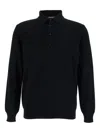 Kangra Cashmere Four-button Polo Neck Sweater In Black