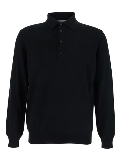 Kangra Cashmere Four-button Polo Neck Sweater In Black