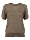 Kangra Cashmere Fine Knit Top With Distressed Edges In Brown